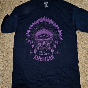 Native American Tshirt- Purple and Black Suna Cotton Large Tee